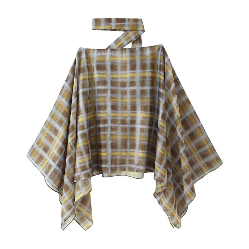 Round Neck With Scarf Wide Sleeves Blouse