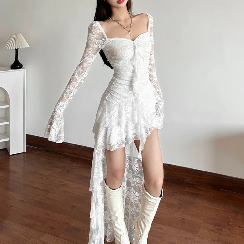 Gothic Lace Flare Sleeve A-line Dress