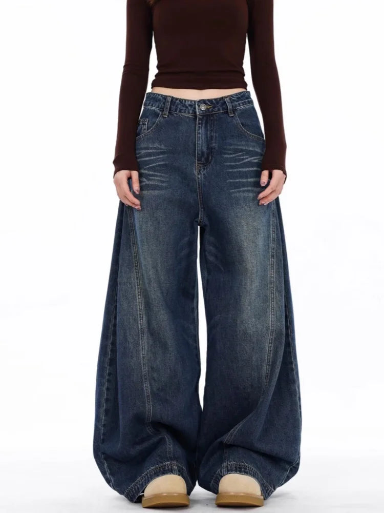 Y2K Women's Patchwork Baggy Wide Leg Jeans