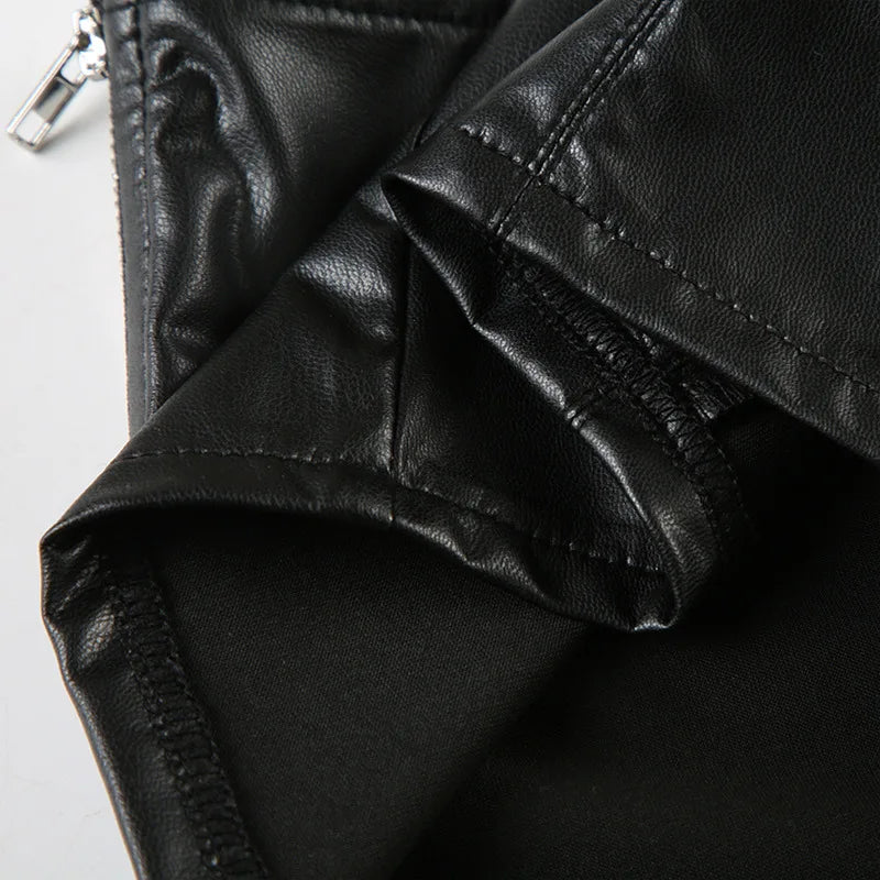 Baddie Faux Leather Halter Crop Top