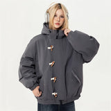 Gray Sided Closure High Collar Puffer Jacket