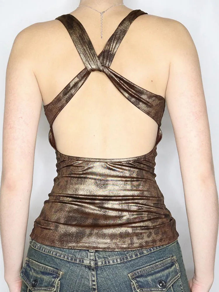 Baddie Leopard Backless Top