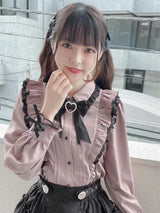 Barbie Core Pink Lace Ruffle Bow Blouse