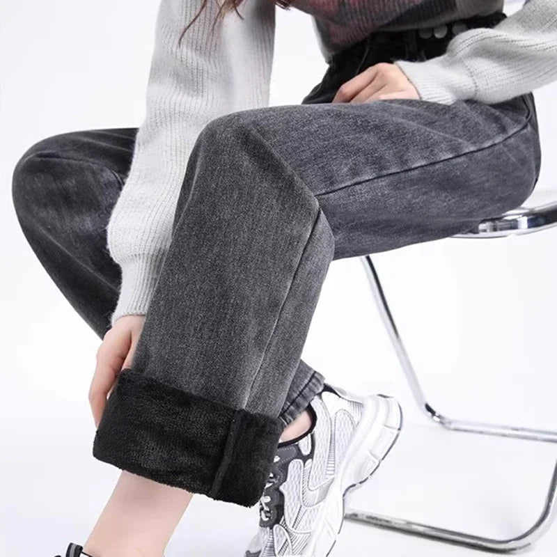 High Waist Velvet Jeans