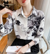 Sweet Printed Button-Up Korean Long Sleeve Shirt