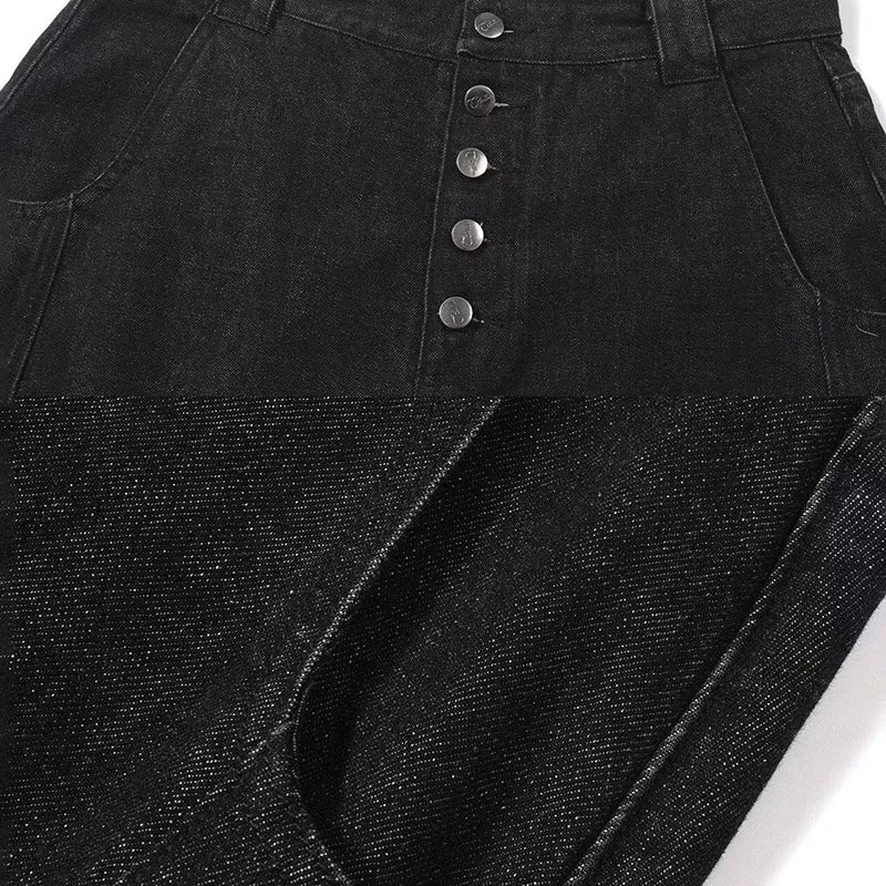 Retro Black Curved Elegant Jeans
