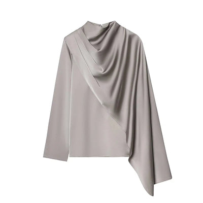 Women Shawl Design Satin Blouse