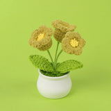 Vintage Handmade Potted Knitted Flowers