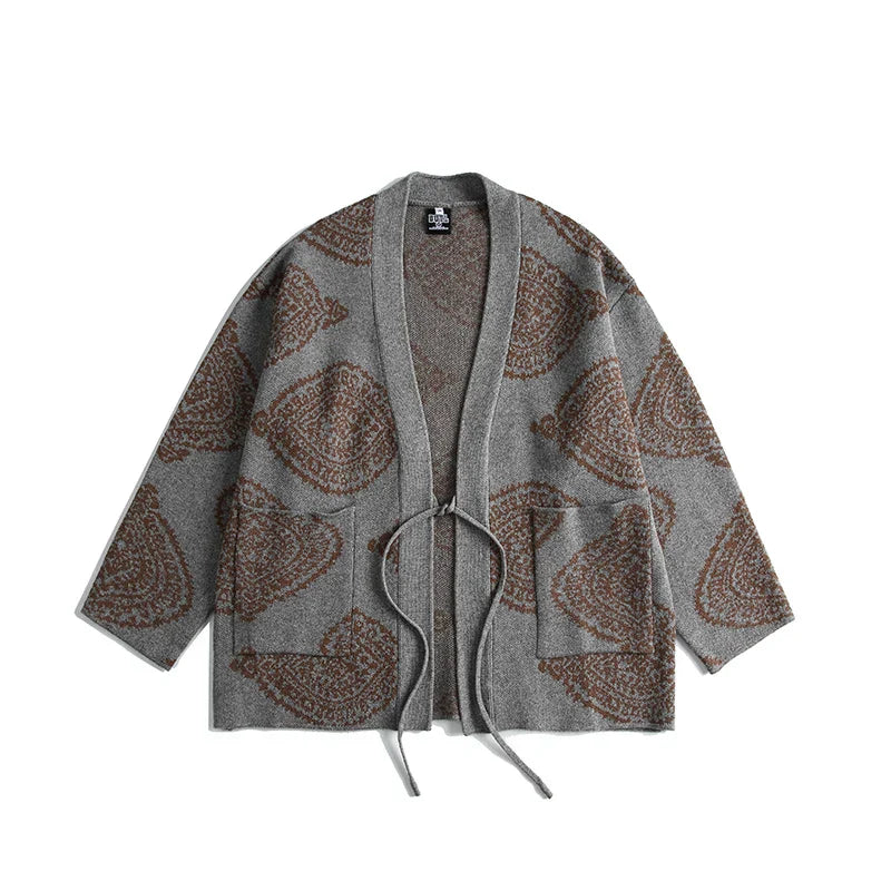 Großer, gestrickter Kimono-Cardigan im japanischen Stil