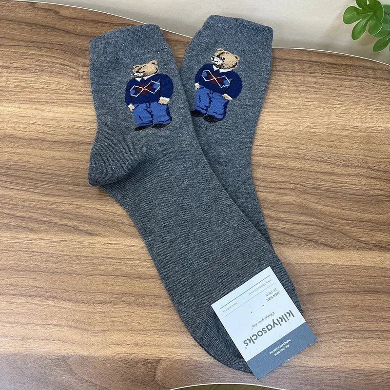 Calcetines de algodón con osos de dibujos animados bonitos