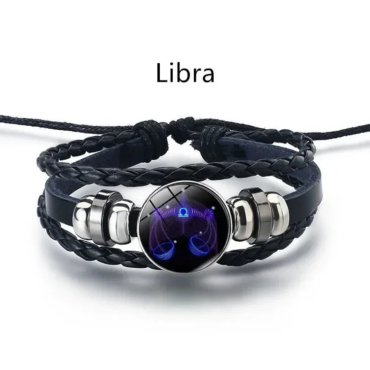 Adjustable Leather Zodiac Signs Bracelet