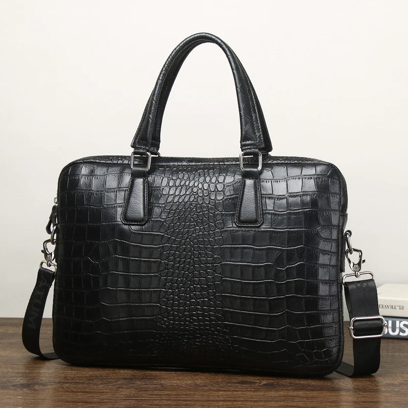 Leather Crocodile Messenger Bag