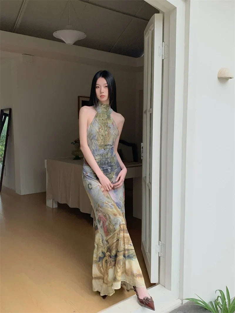 Renaissance Oil Painting Maxi Dress