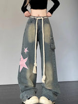Retro Star Wide Leg Baggy Jeans