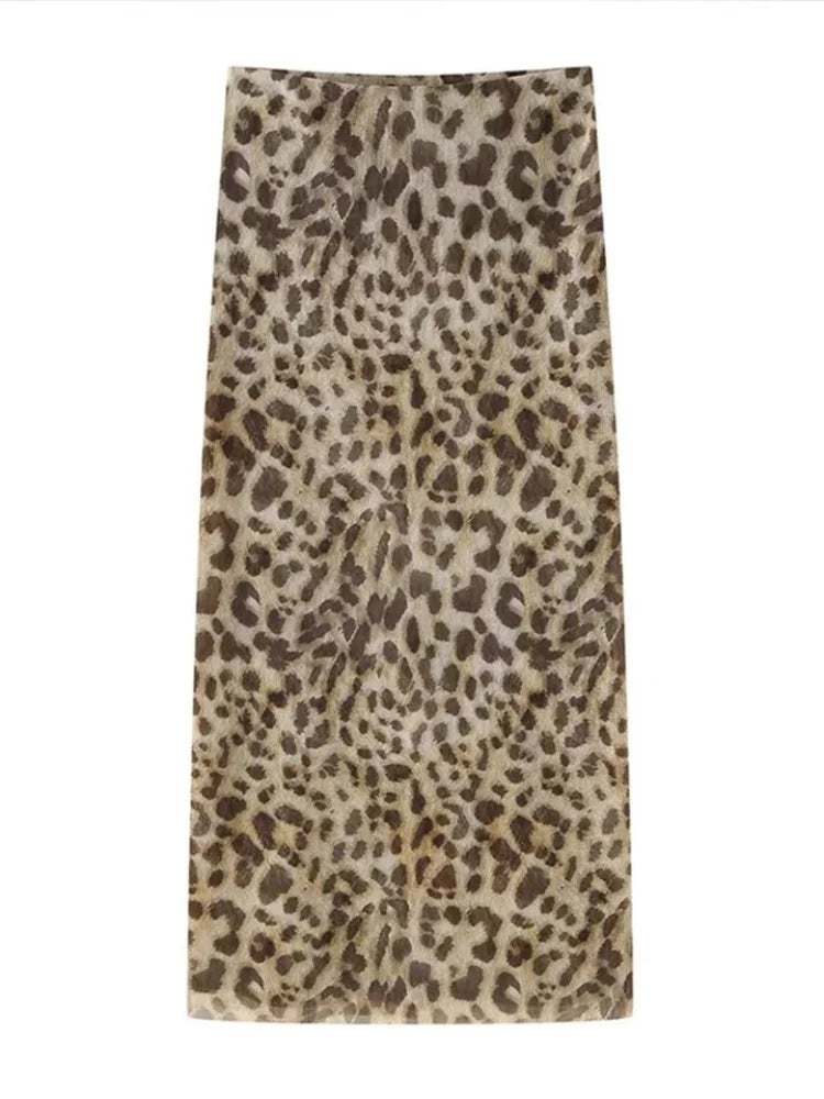 Leopard print skirt on a white background