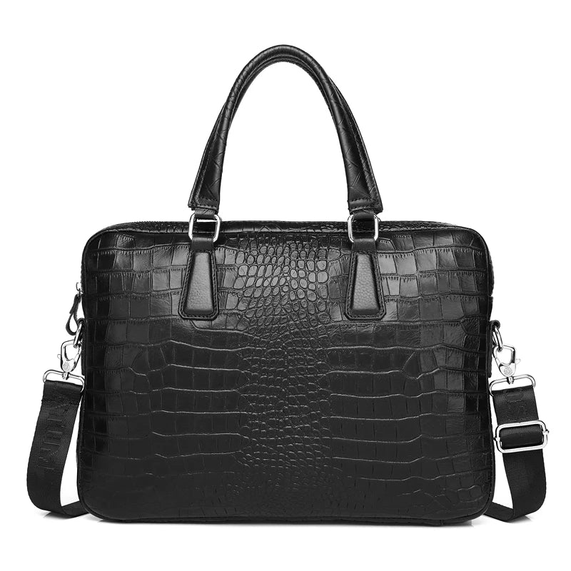 Leather Crocodile Messenger Bag