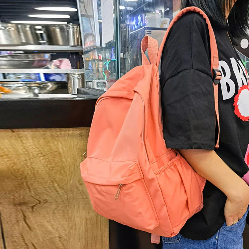Solid Color Rounded School Backpack