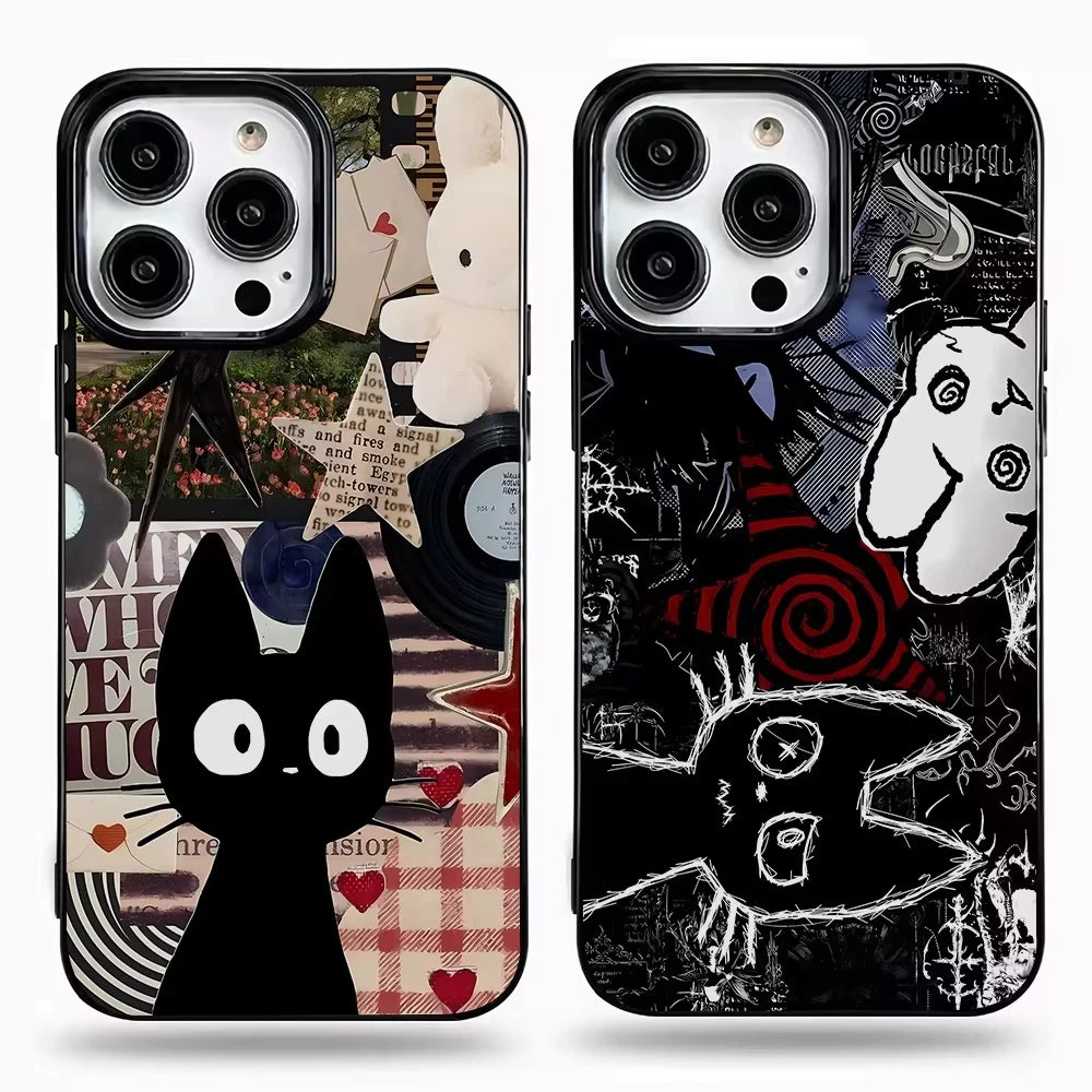 Graffiti Black Cat Pattern iPhone Cases