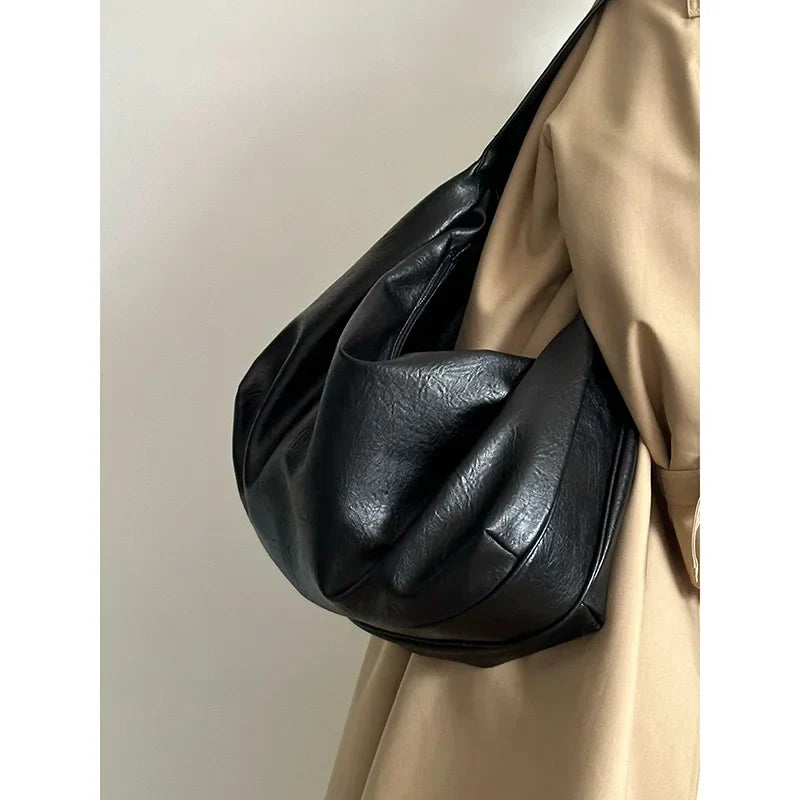 Casual Leather Dumpling Shoulder Bag