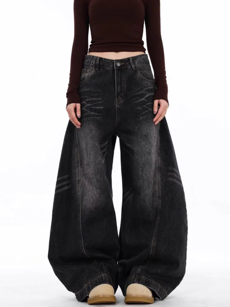 Y2K Women's Patchwork Baggy Wide Leg Jeans