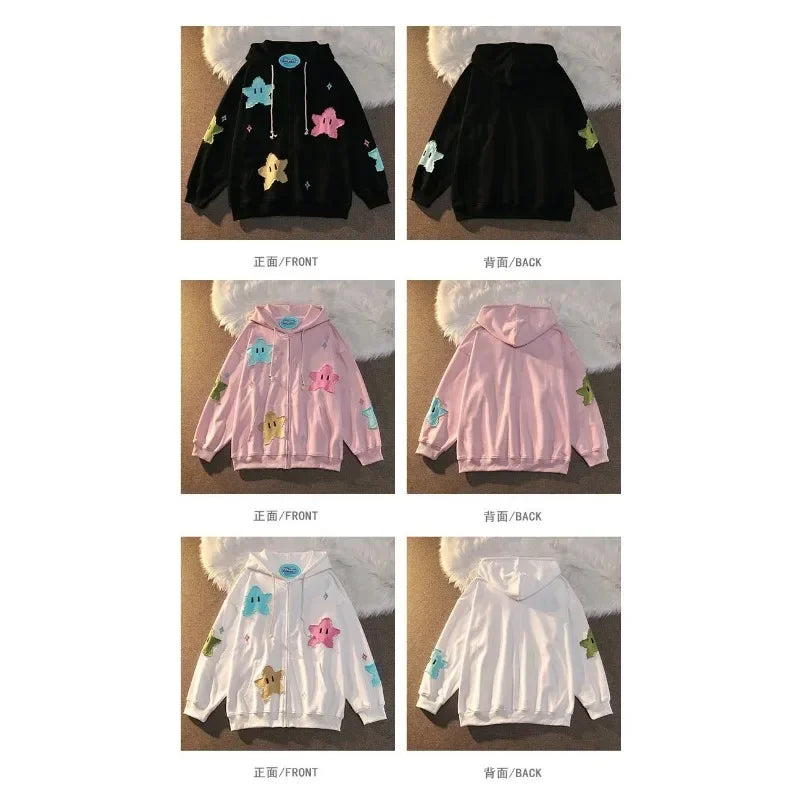 Y2K Pastel Aesthetic Star Patch Hoodie