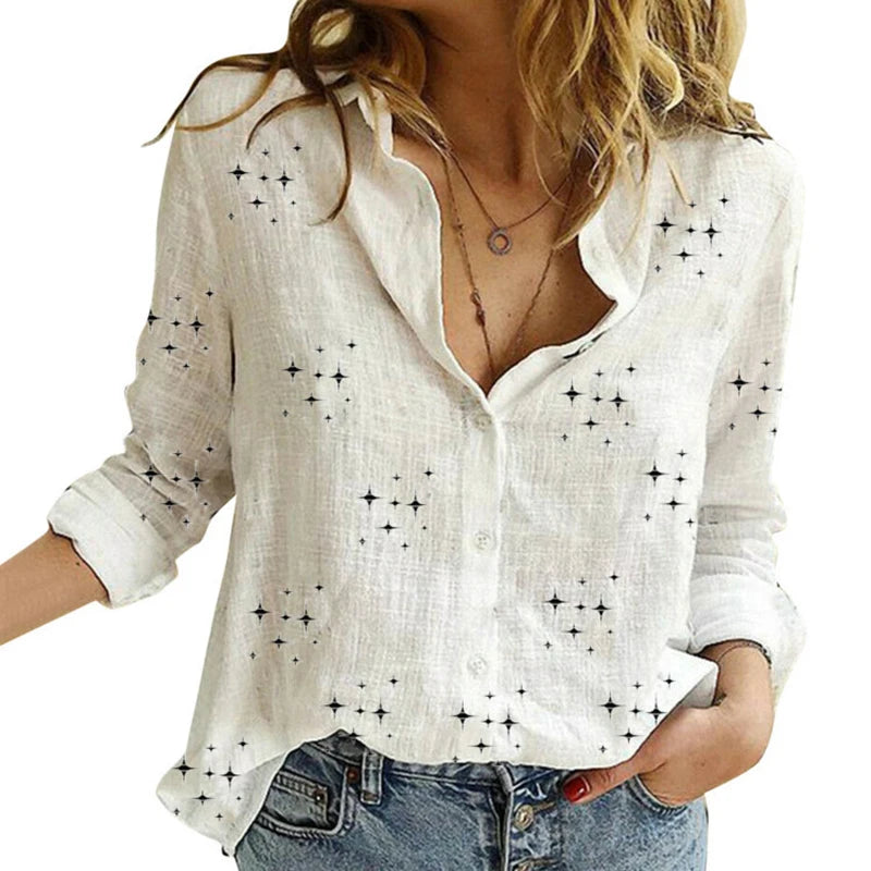 Elegant Cotton Linen Women Shirts