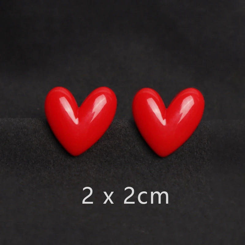 Women Cute Red Heart Brooches
