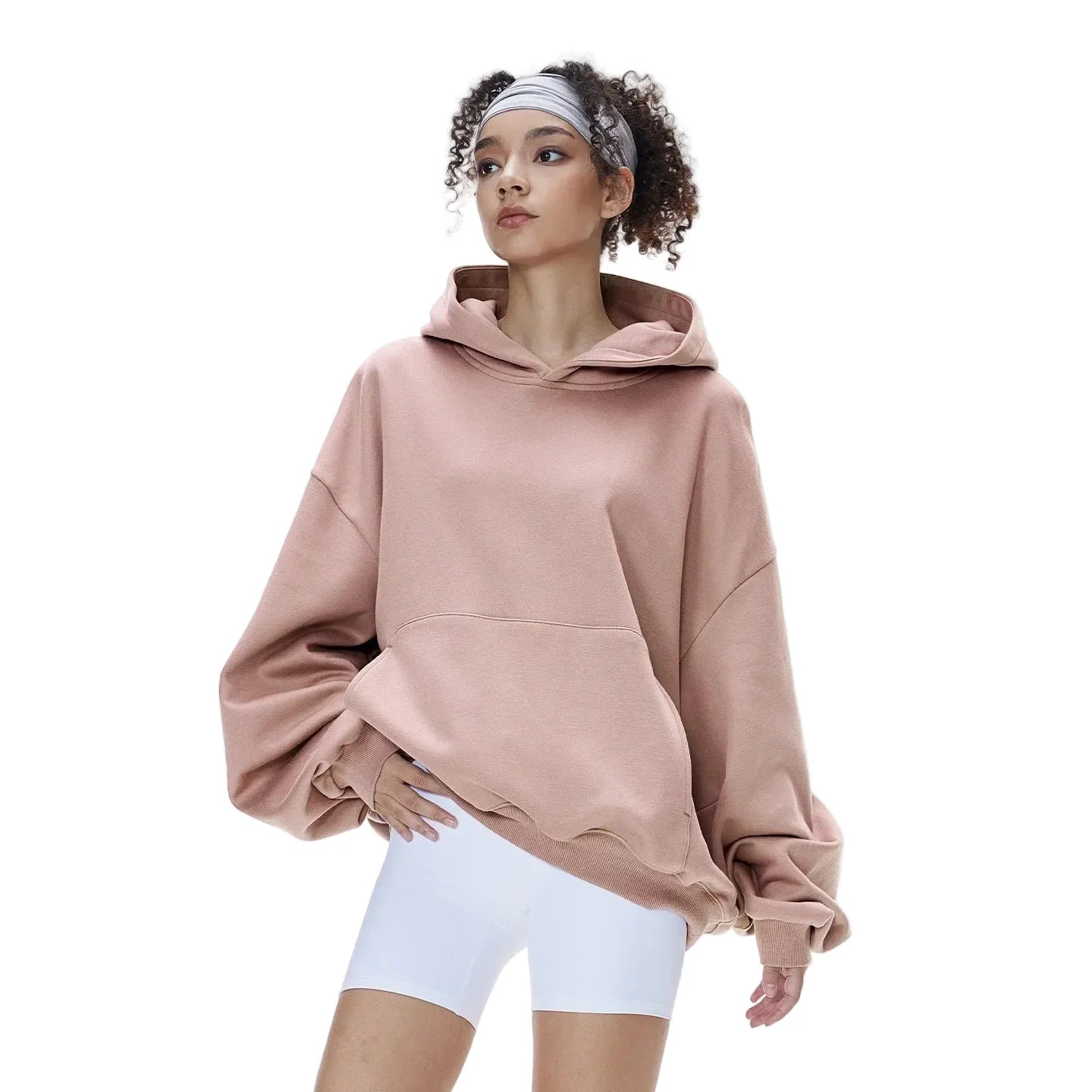 Eggshell Fleece Curved Hem Hoodie