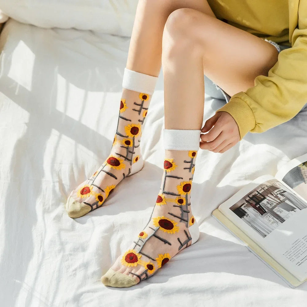Summer Floral Crew Neck Socks