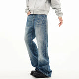 Lightning Pattern Wide Leg Denim Pants