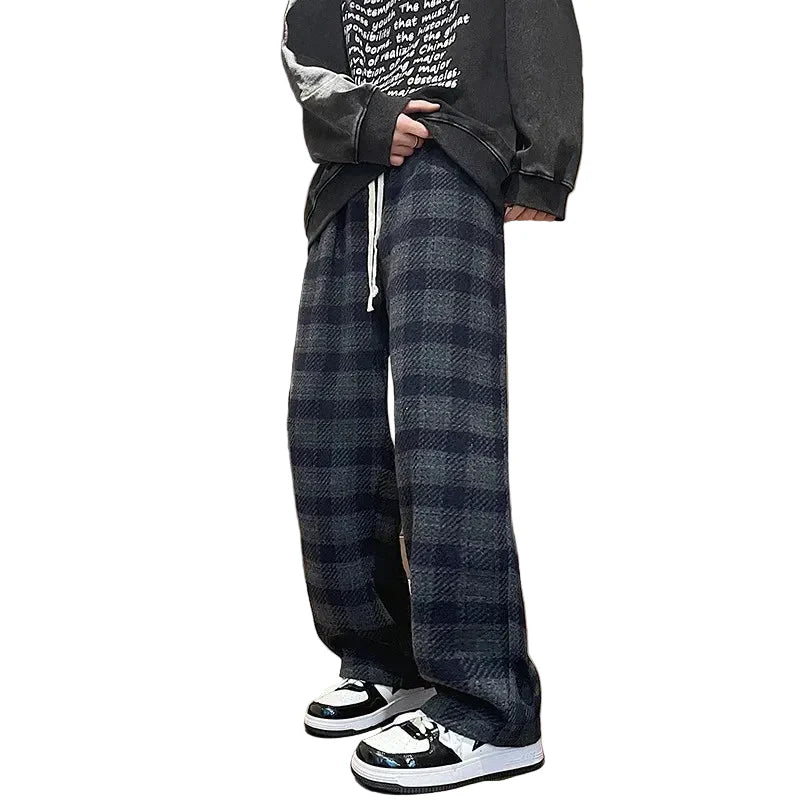 Pantalones anchos de lana a cuadros