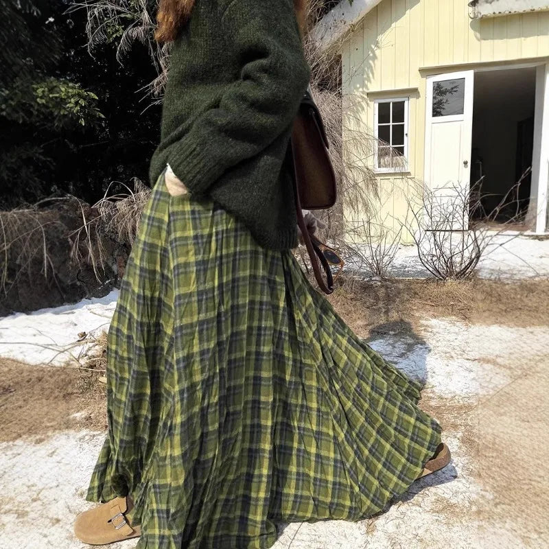 Fairycore Plaid Maxi Skirt