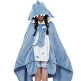 Shark Cartoon Soft Cozy Hooded Blanket