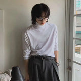 Women Solid Color Korean Style Long T-Shirt