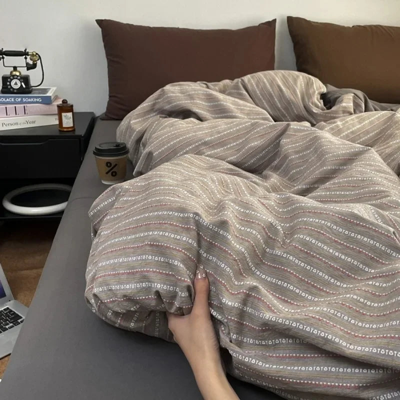 Cotton Colored Woven Jacquard Slanted Bed Sheet