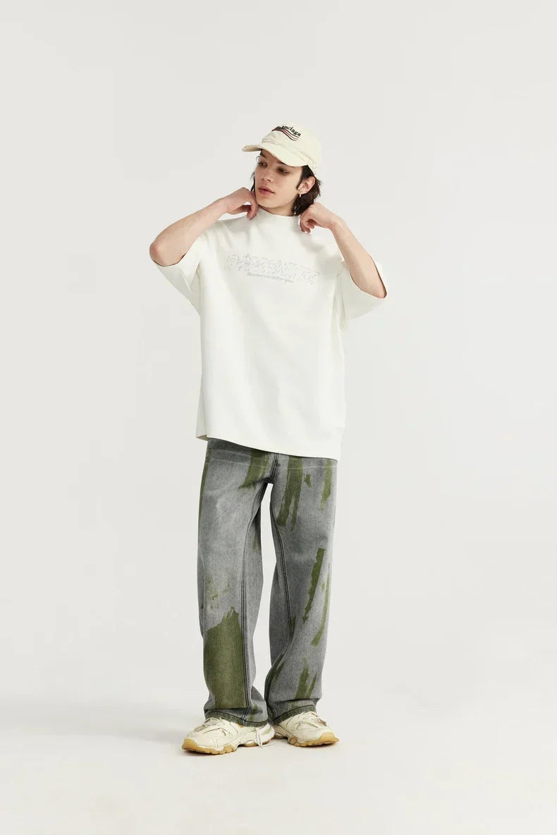 Hand-Painted Wide Leg Jeans