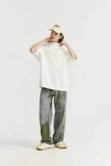 Hand-Painted Wide Leg Jeans