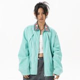 Hellgrüne bestickte College-Jacke