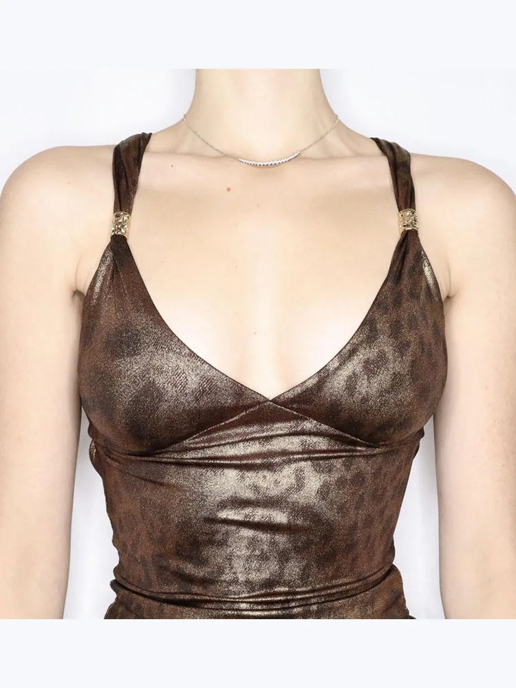 Baddie Leopard Backless Top
