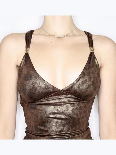 Baddie Leopard Backless Top