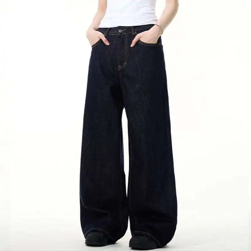 Black Vintage Denim Straight Leg Jeans
