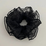 Ruffled Sheer Dot Mesh Ponytail Holder