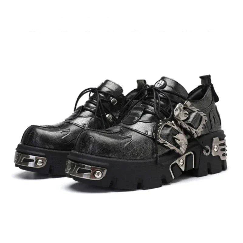 Platform Metal Buckle Ankle Platform Boots