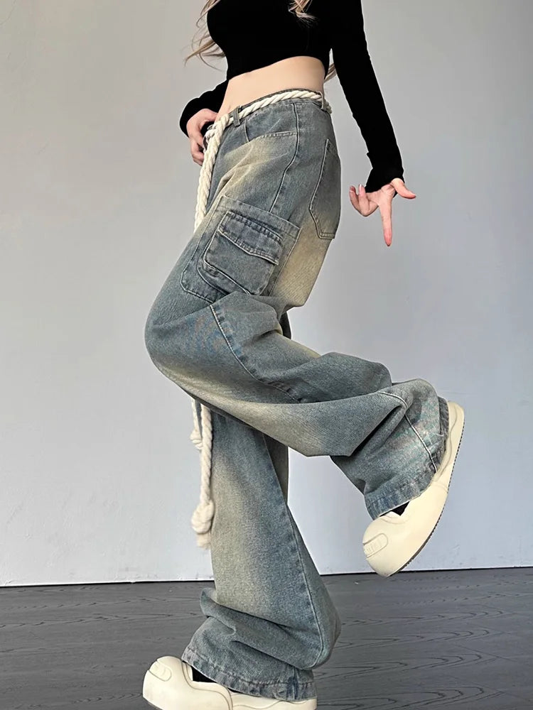 Retro Star Wide Leg Baggy Jeans