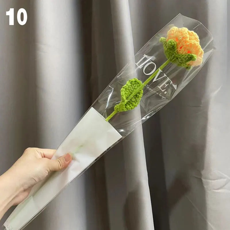Gestrickter Rosen-Tulpen-Blumenstrauß für Hochzeiten