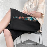 Bestickte lockere Hip-Hop-Shorts mit geradem Schnitt