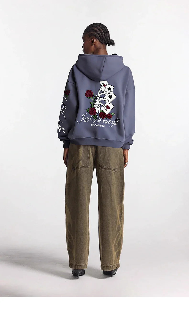 Vintage Washed Embroidery Boxy Hoodie