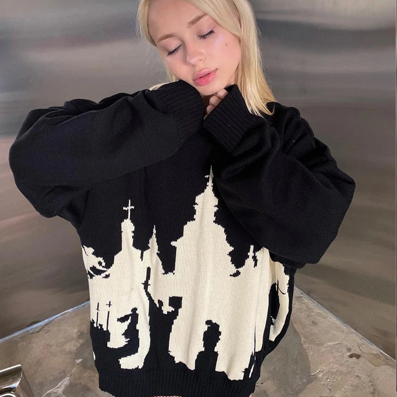 EMO Strickpullover mit abstraktem Muster
