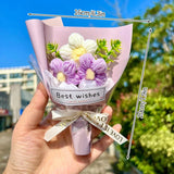 Ramo de flores de ganchillo vintage con flores de rosa