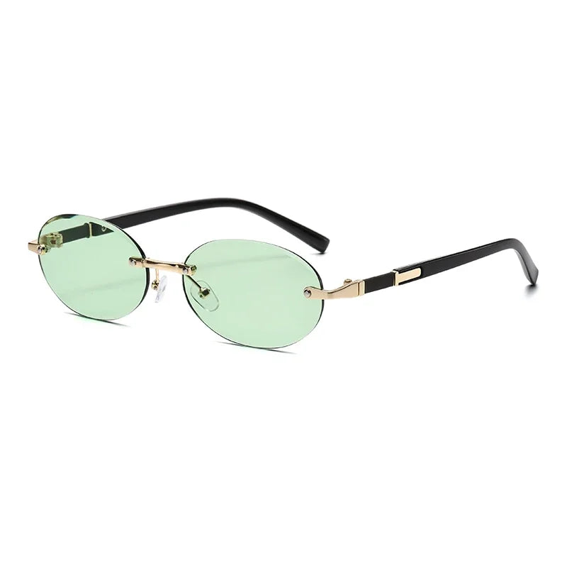 Luxury Oval Frame Metal Sunglasses